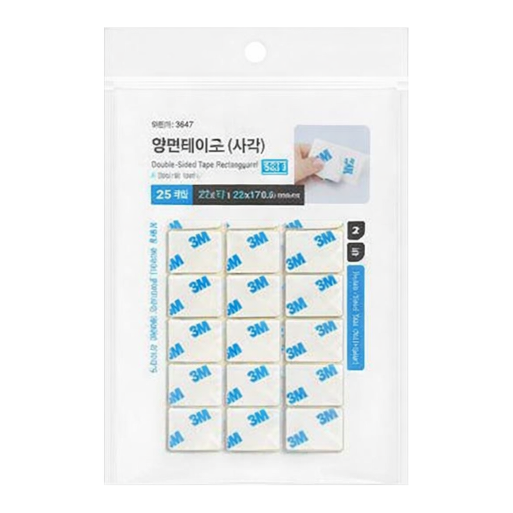 OFFICENEX [P]아트사인 양면테이프(사각/흰색/품)(3647/22*17*0.4 (25개입))