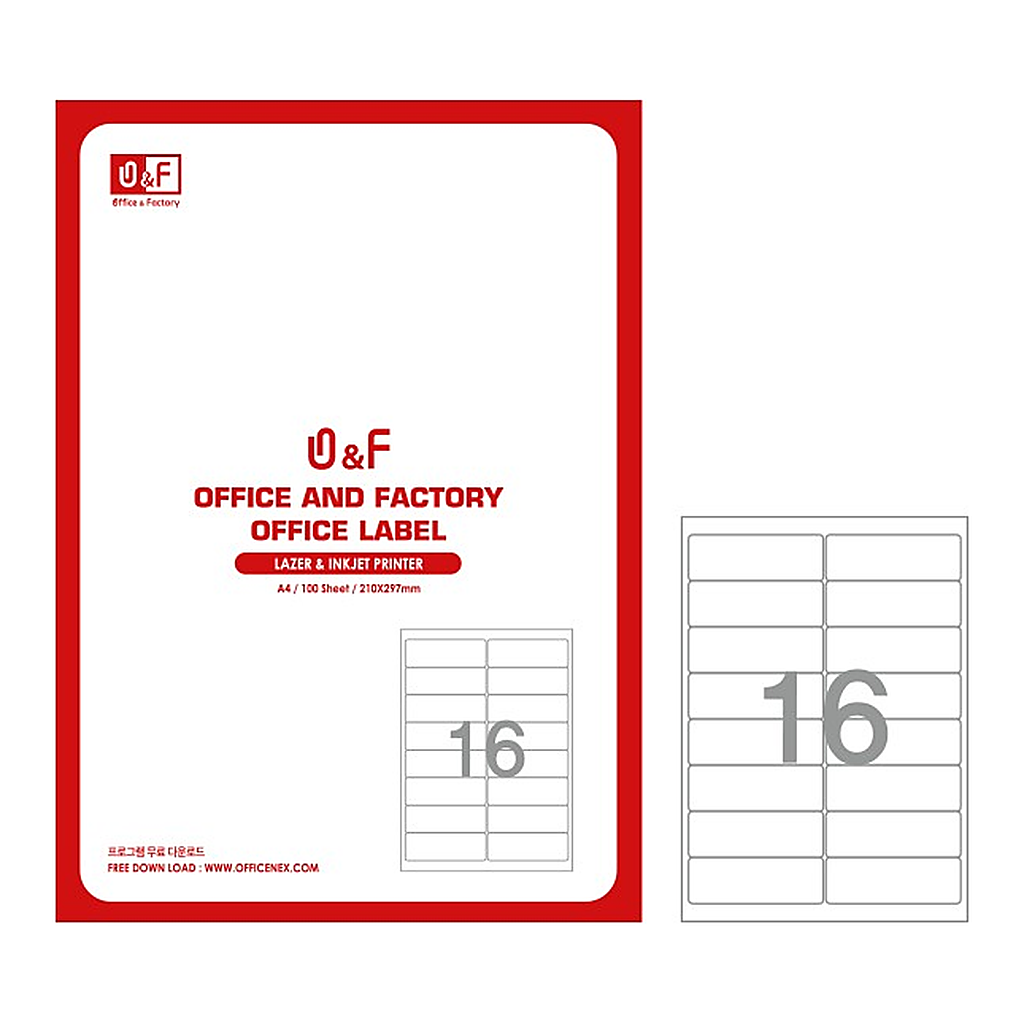 OFFICENEX 우편발송용라벨(V3240/16칸/100매/Office & Factory)