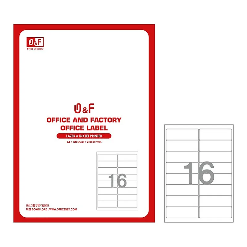 OFFICENEX 우편발송용라벨(V3240/16칸/100매/Office & Factory)