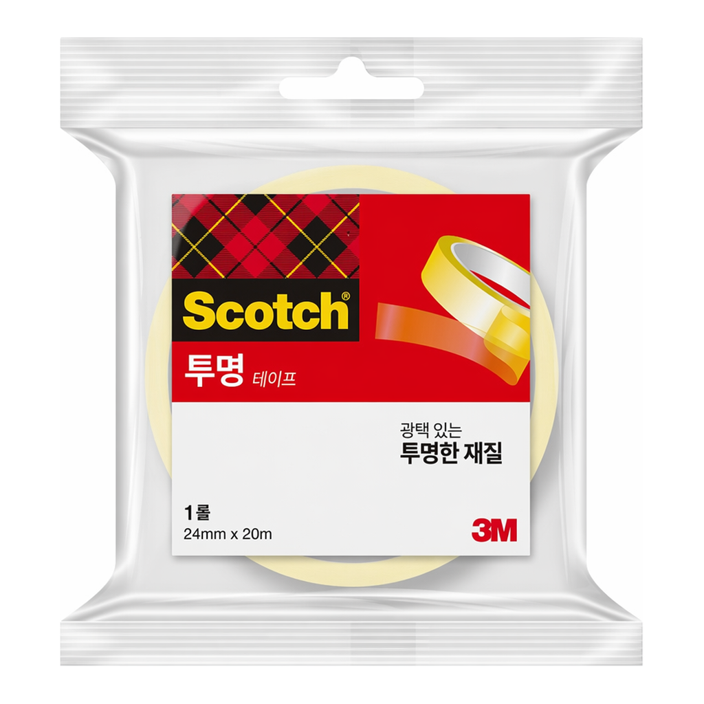OFFICENEX 3M 스카치 투명 테이프 리필 3인치 550R(762mm코어, 24mmx20M)