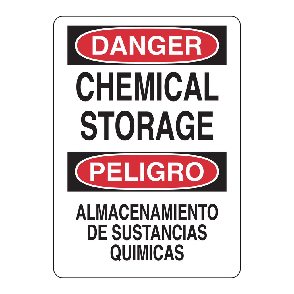 Brady Bilingual DANGER Chemical Storage Sign