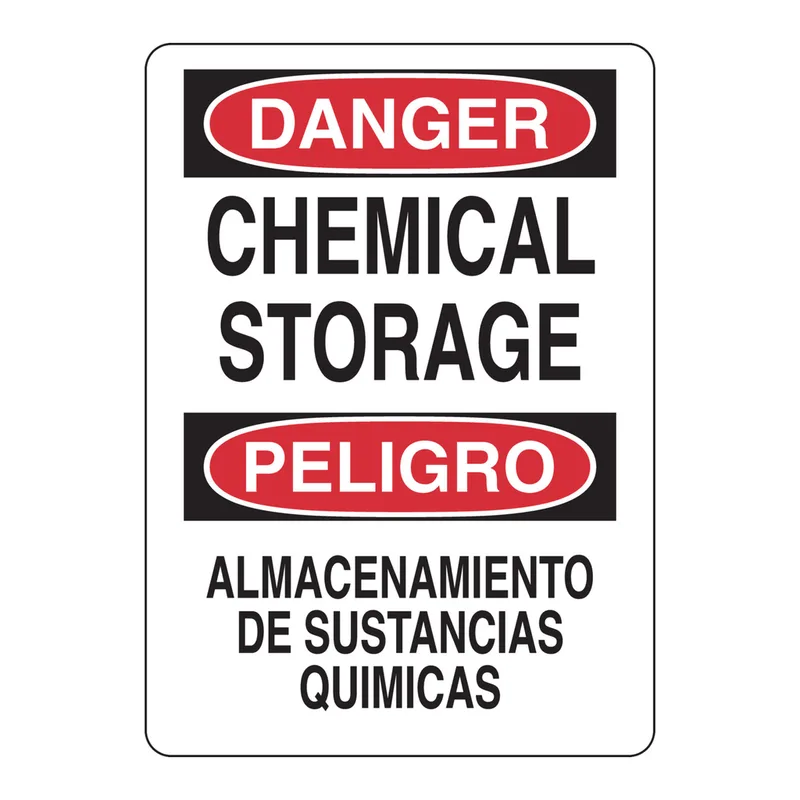 Brady Bilingual DANGER Chemical Storage Sign