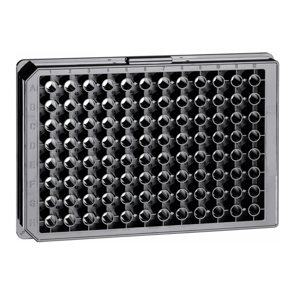 Greiner Bio One CELL CULTURE MICROPLATE, 96 WELL, PS, HALF AREA,µCLEAR®, BLACK, CELLSTAR®, TC, LID, STERILE, 8 PCS./BAG