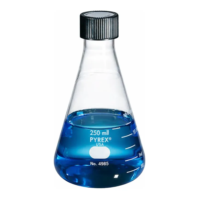 Thermo Fisher Scientific PYREX Narrow Mouth Erlenmeyer Flask with Phenolic Screw Cap