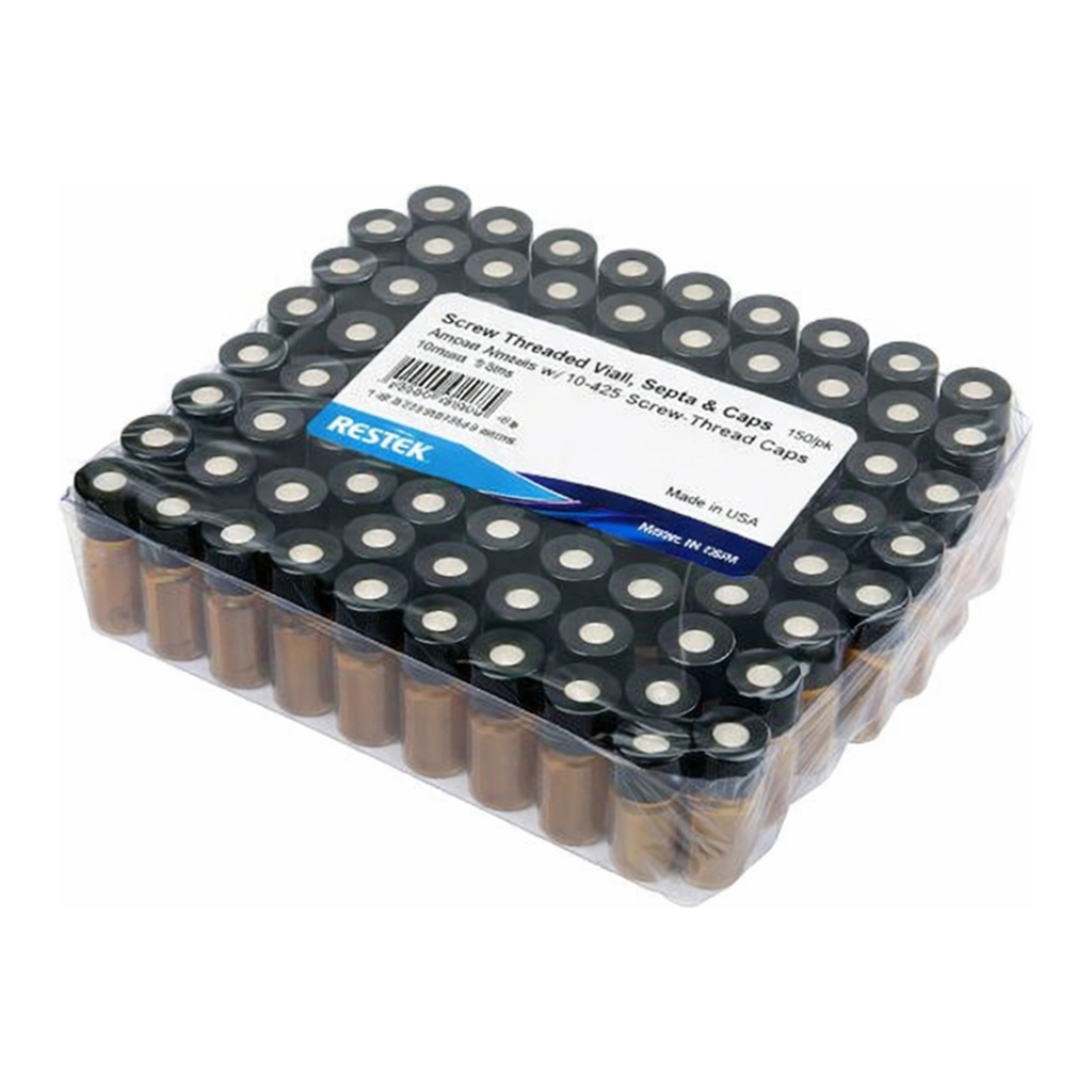 Restek Vial, Threaded w/Septa, 2ml Ambr 8-425 w/Red PTFE/ Sil Septa 0.045in 1000 Pack