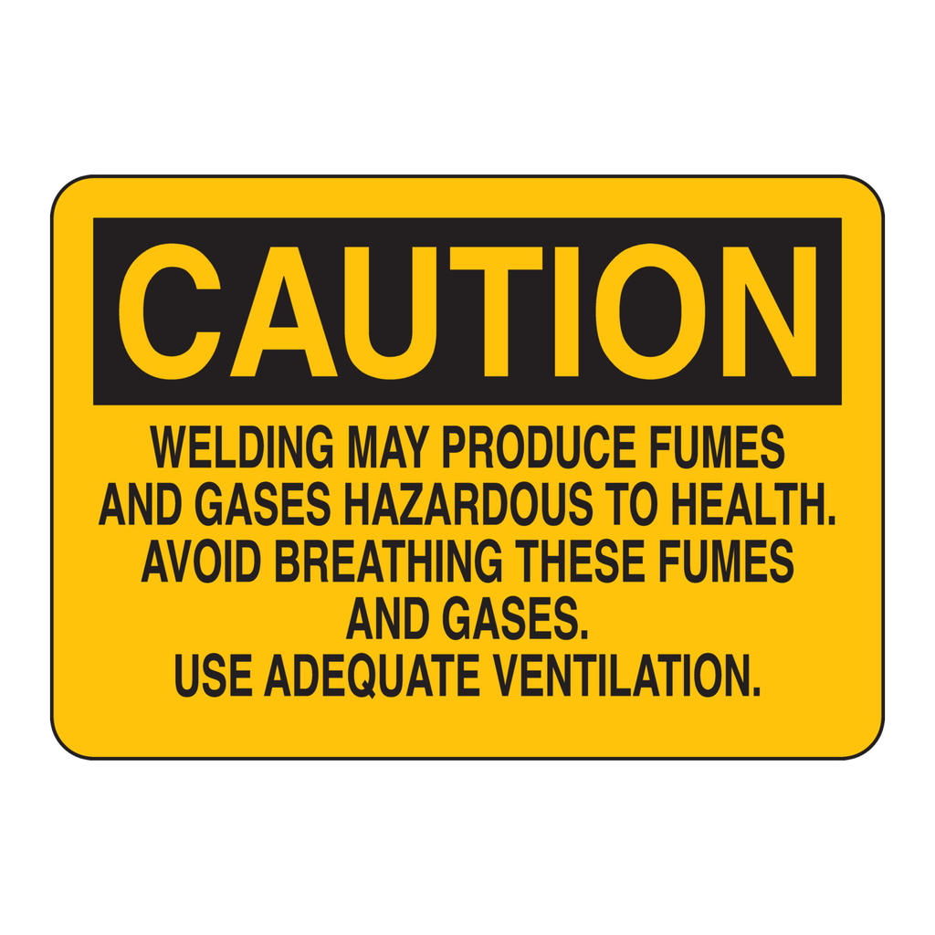 Brady CAUTION Welding May Produce Fumes And Gases Hazardous To Health Avoid Breathing These Fumes Sign