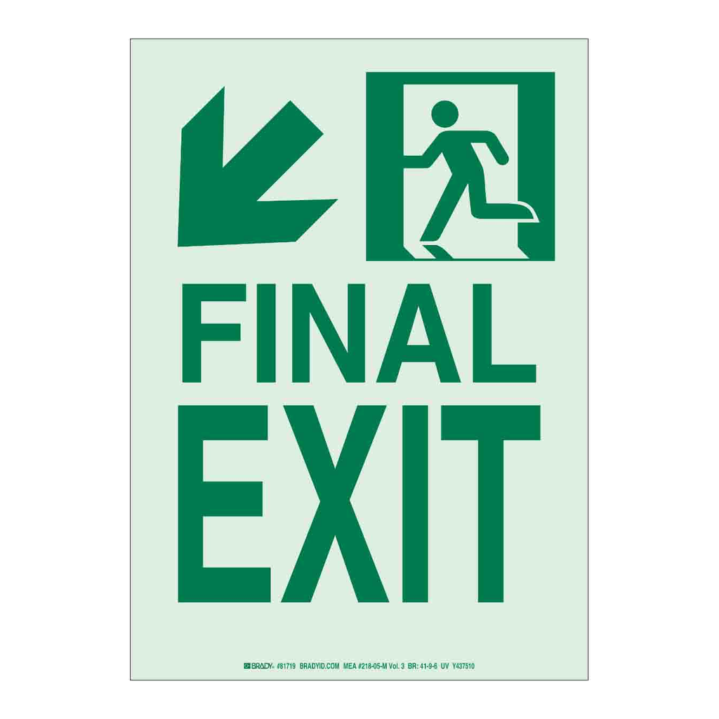 Brady BradyGlo Final Exit Sign