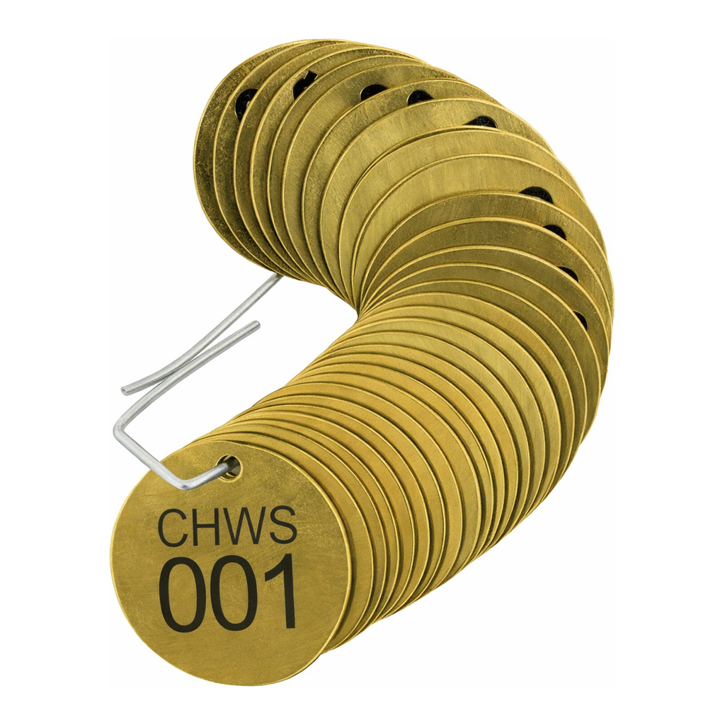 Brady Stamped Brass Valve Tags CHWS Chilled Water Supply