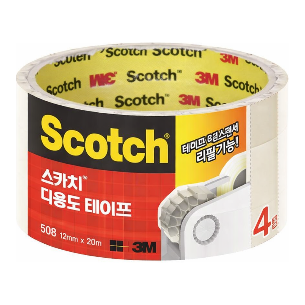 OFFICENEX 3M 스카치 다용도테이프 리필 3인치 508 (12x20) 4롤