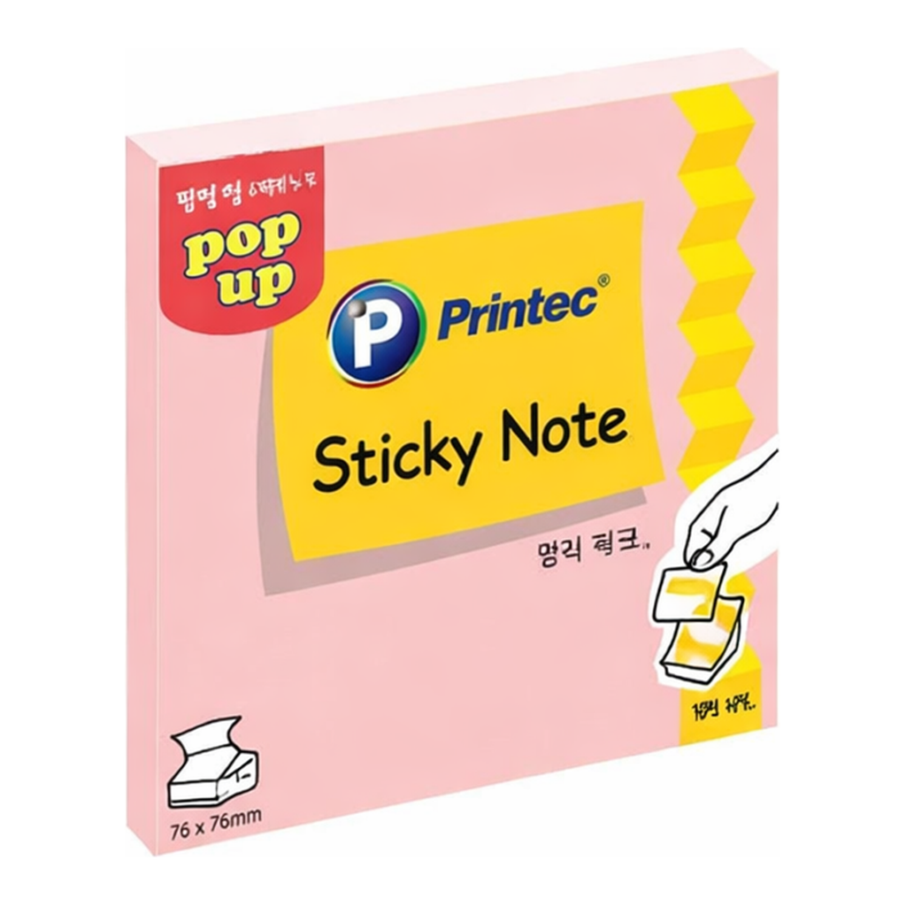 OFFICENEX 프린텍 P7676P 스티키노트 팝업리필 핑크 76*76 100매