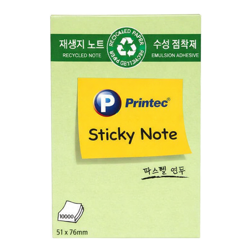 OFFICENEX 프린텍 E5176G 스티키노트 친환경연두 51*76 100매