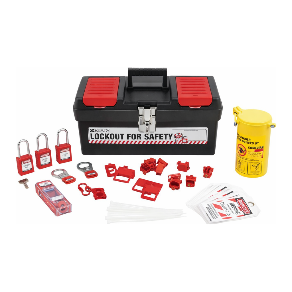 Brady Electrical Lockout Tagout Kit with Nylon Safety Lockout Padlocks in Toolbox
