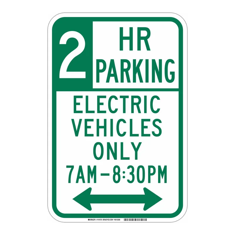 Brady 2 Hr Parking Electric Vehicles Only 7 Am-830 Pm Sign