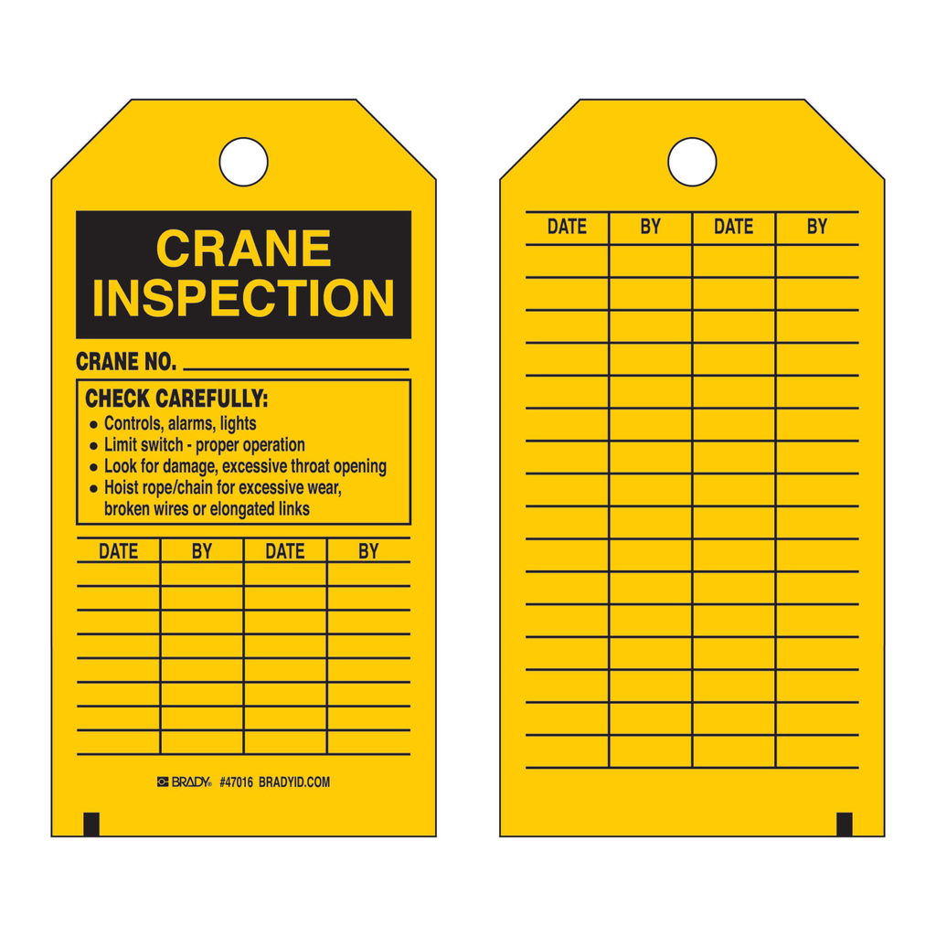 Brady Crane Inspection Tags