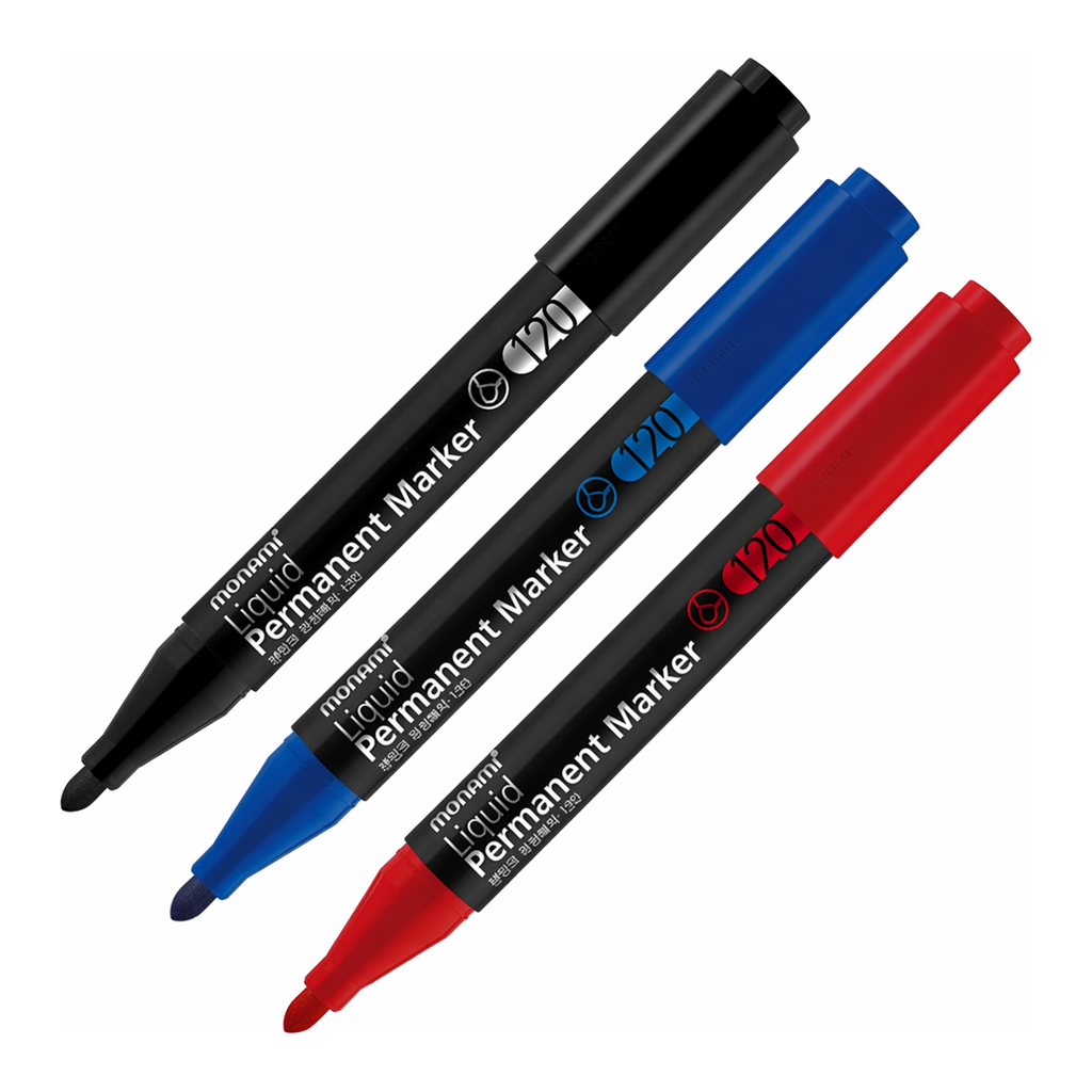 OFFICENEX 모나미 생잉크유성매직 120(2.0mm/적색/둥근닙)