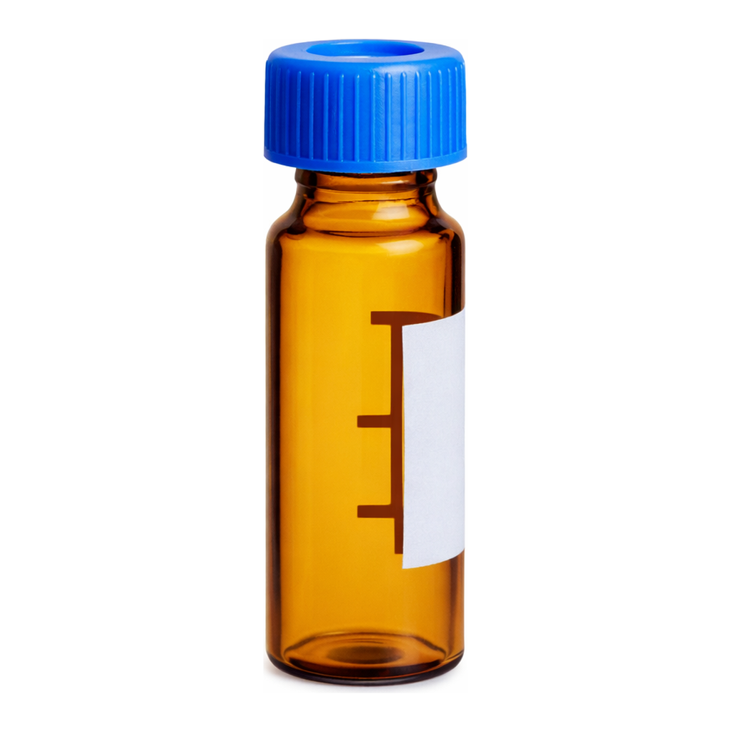 Waters Deactivated Amber Glass 12 x 32 mm Screw Neck Vial, with Cap and PTFE/Silicone Septum, 2 mL Volume, 100/pk