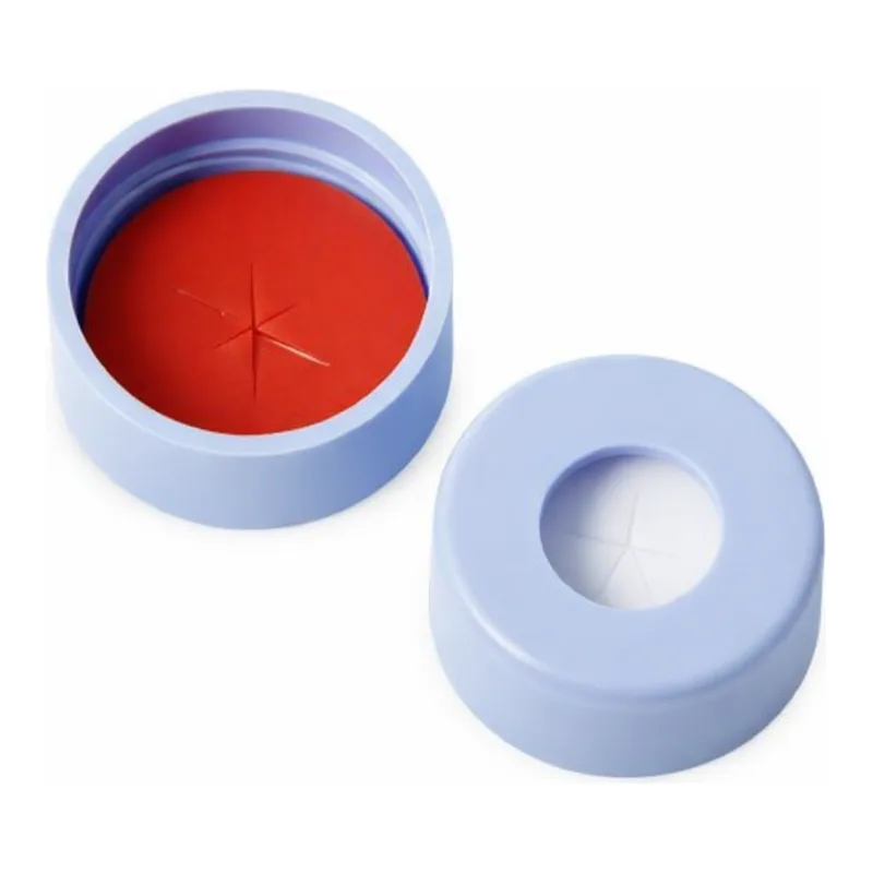 Restek Snap Top Vial Caps, 11mm, Blue, PTFE/Silicone w/Starburst 100-pk
