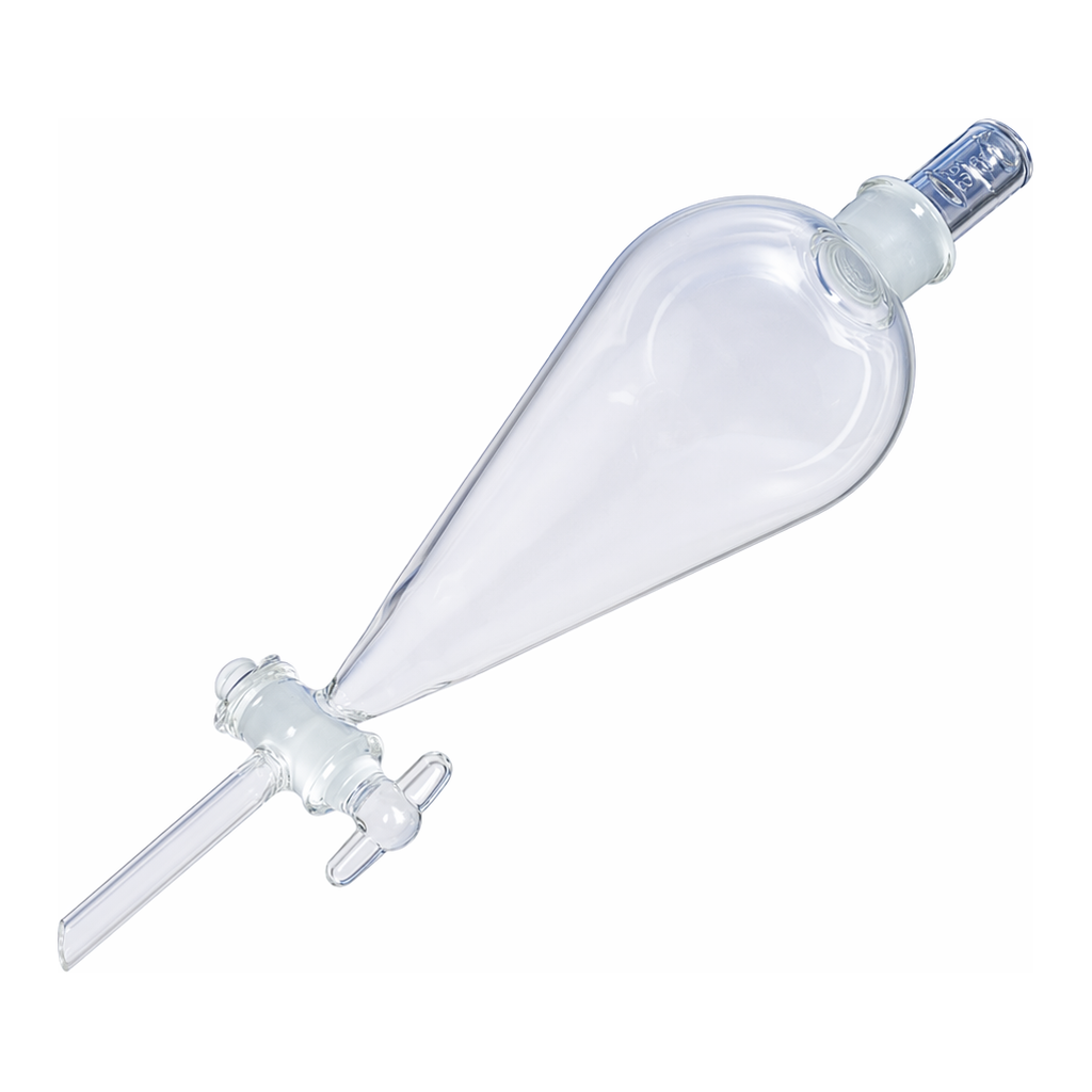 Merck Pyrex(R) Squibb separatory funnel, Pyrex(R) jointed stopper, jointed stopcock