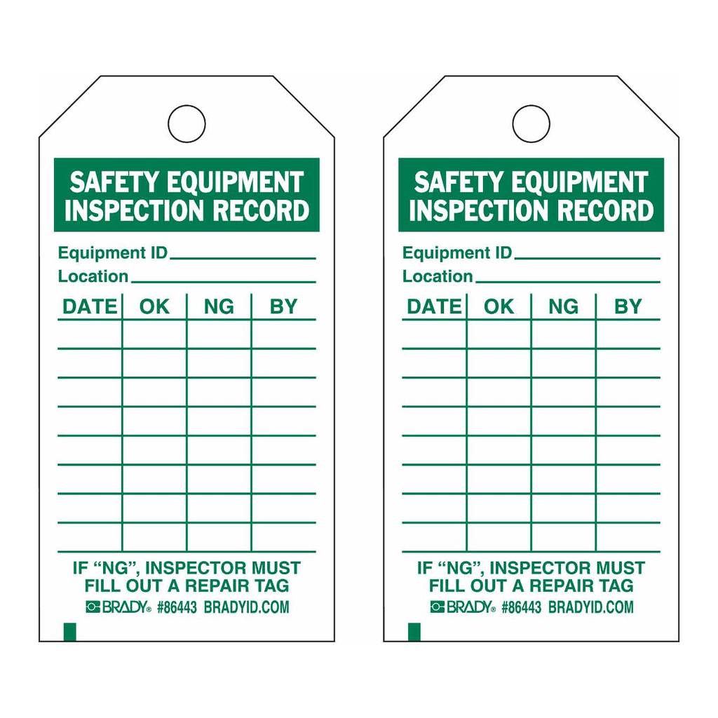 Brady Safety Equipment Inspection Record Tags