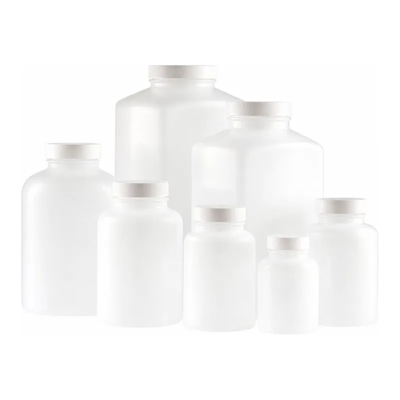 Thermo Fisher Scientific Natural HDPE Wide Mouth Oblong Bottles with White Polypropylene PE Foam Cap