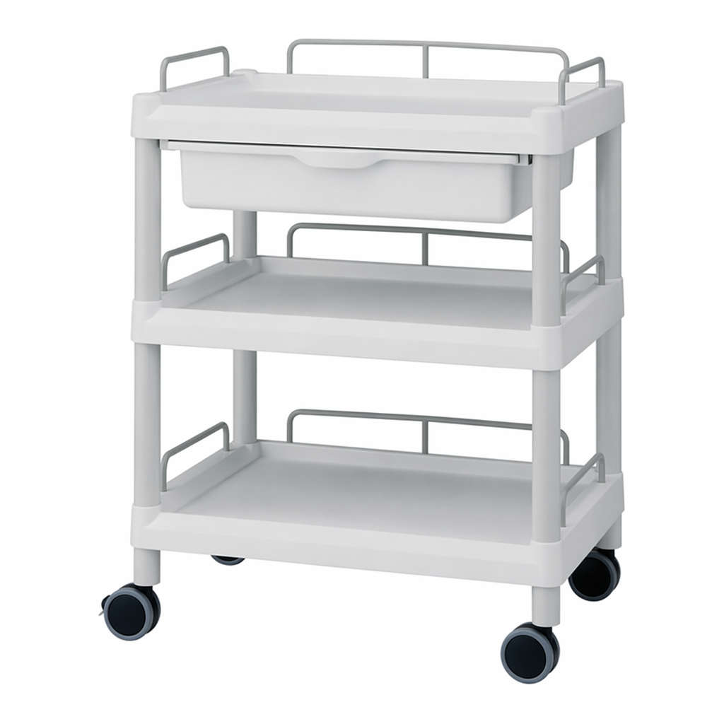 AS ONE Mobile Easy Cart (Wiith Guard Frame: Gray) 3 Sages 651 x 447 x 830 Wiith Drawer　ME21FH