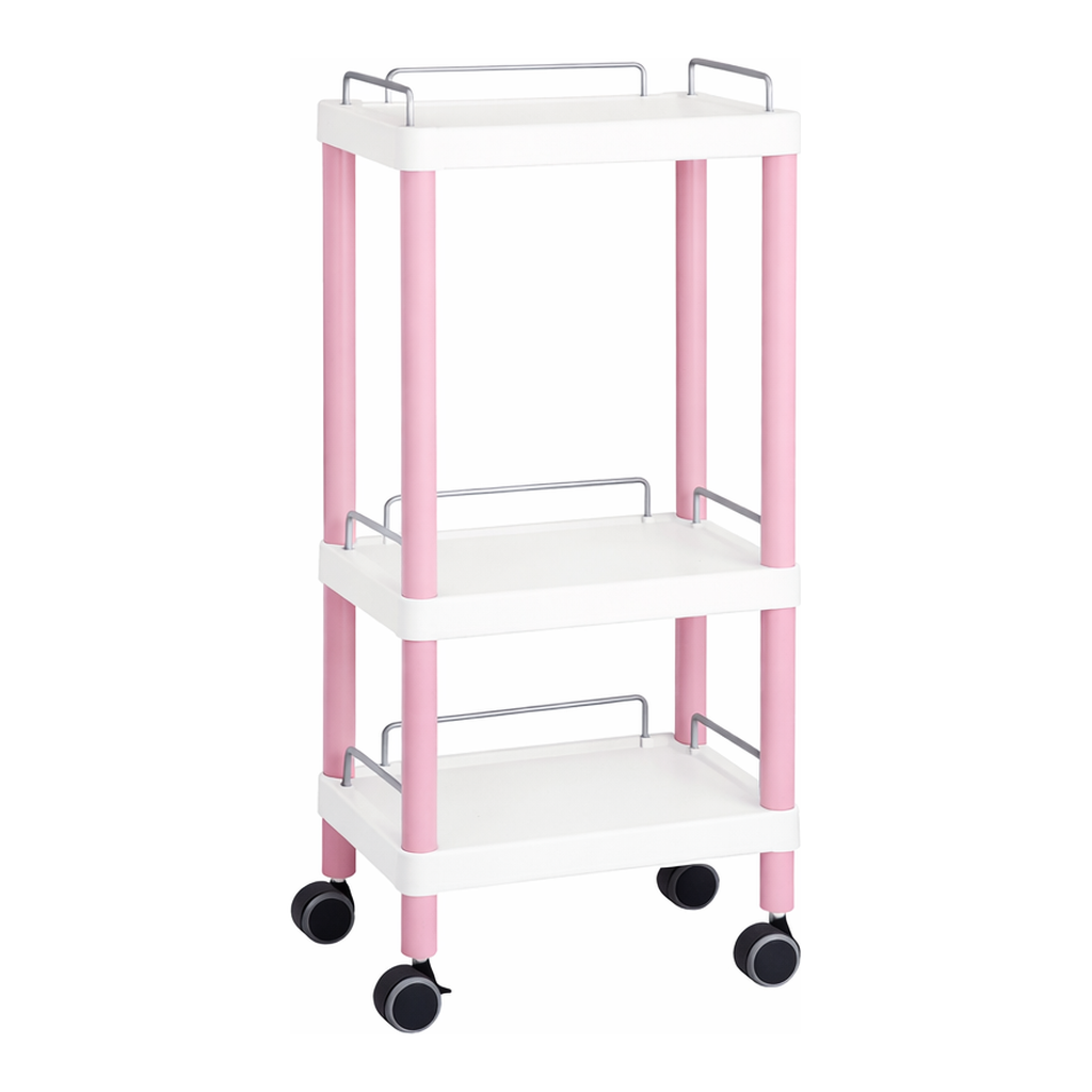 AS ONE Mobile Easy Cart (Tall Type/Regular 31) Pink 3 Stages Wiith Guard Frame　ME31H