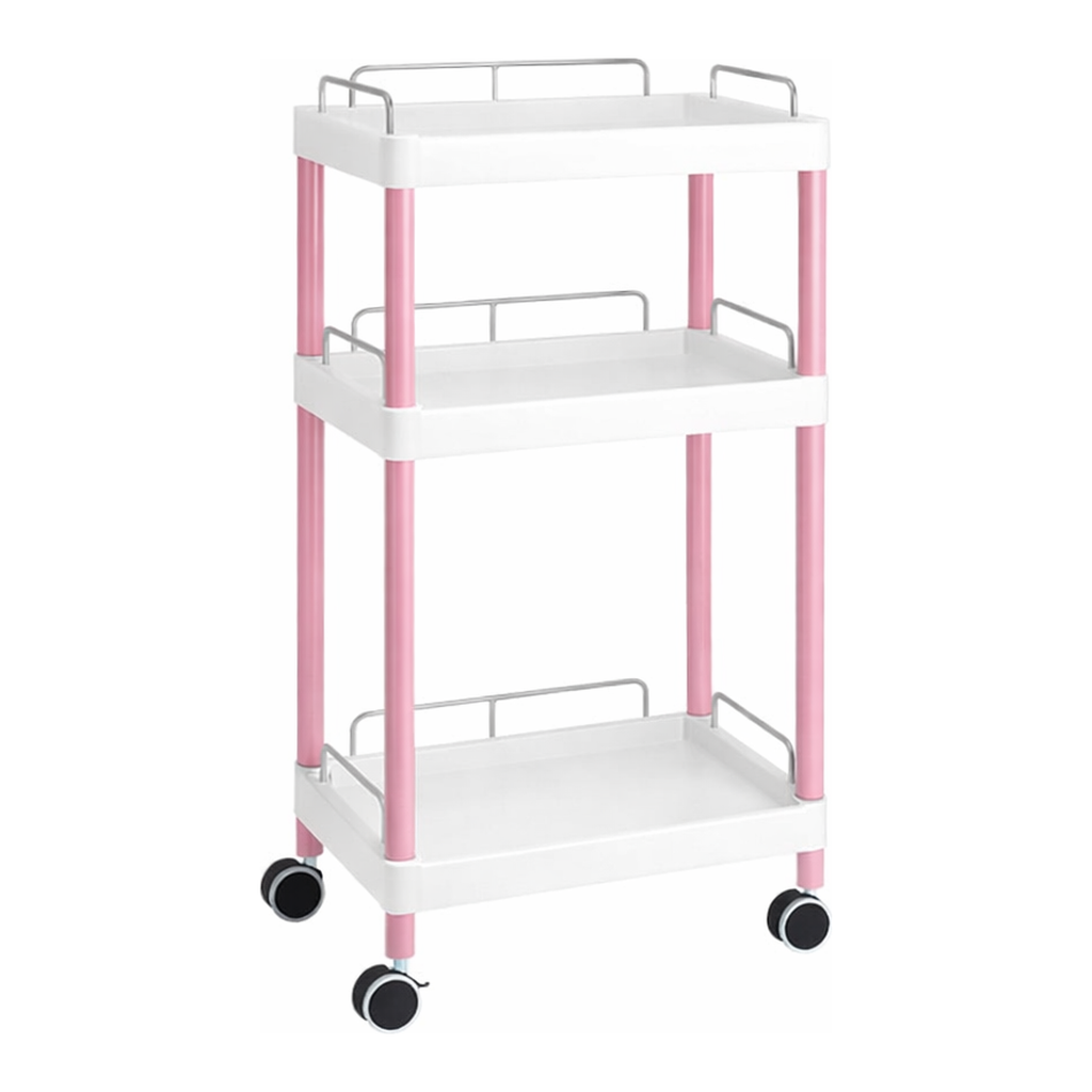 AS ONE Mobile Easy Cart (Tall Type/Wide 32) Pink 3 Stages Wiith Guard Frame　ME32G