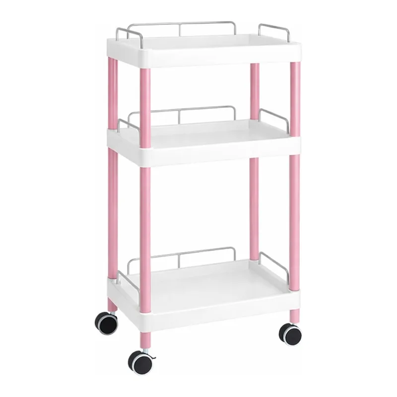 AS ONE Mobile Easy Cart (Tall Type/Wide 32) Pink 3 Stages Wiith Guard Frame ME32G