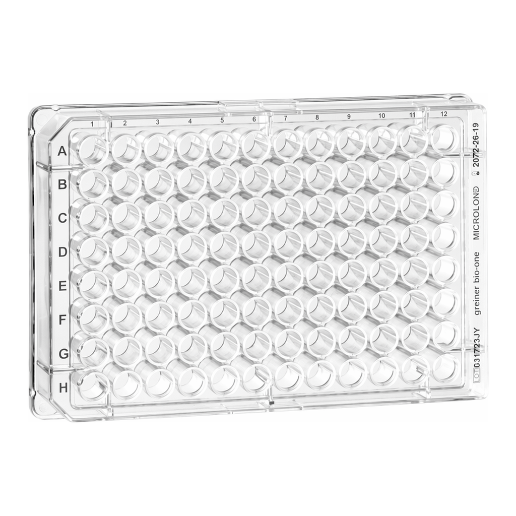 Greiner Bio One MICROPLATE, 96 WELL, PS, F-BOTTOM(CHIMNEY WELL), CLEAR, MICROLON, HIGH BINDING, 10 PCS./BAG