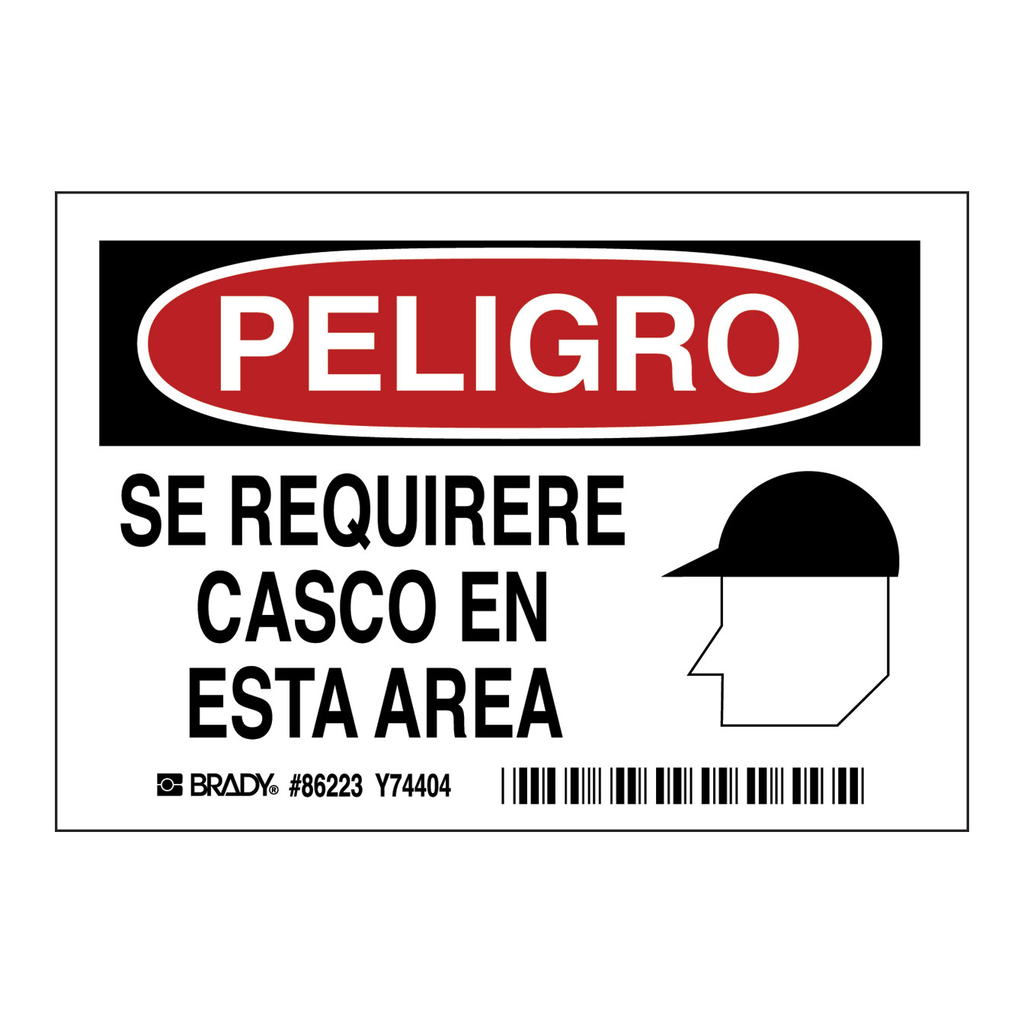 Brady PELIGRO Se Requirere Casco En Esta Area Labels