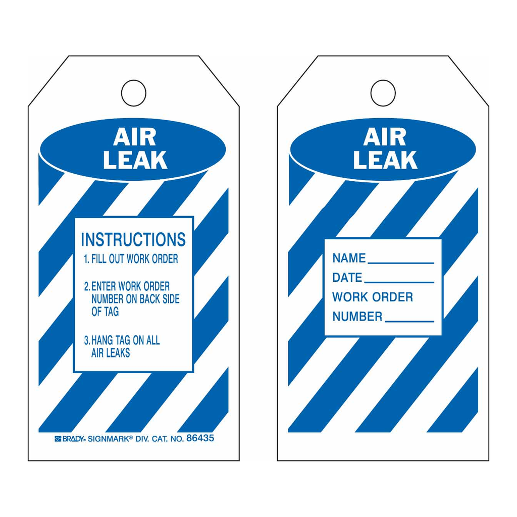 Brady Air Leak Inspection Tags