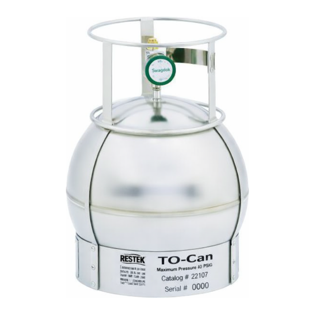 Restek TO-Can Canister, 3 Liter, 1/4in Swagelok SS4H Bellows Valve 2-port only, Stainless Steel o