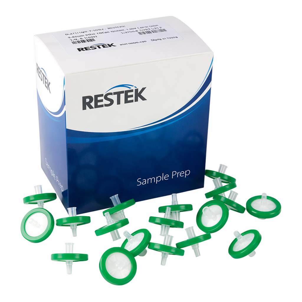 Restek Syringe Filter, 25mm, 0.22um PES Green Luer Lock 100-pk