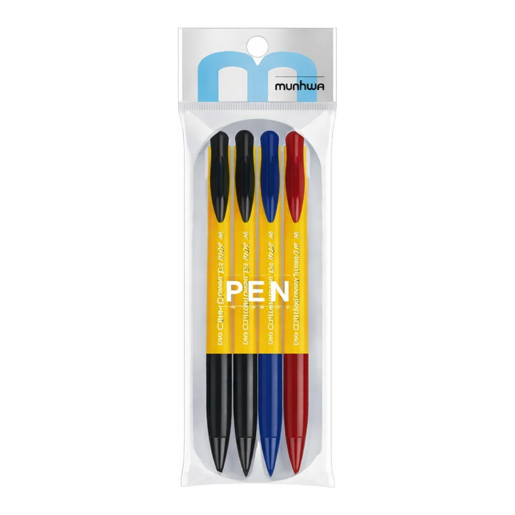 OFFICENEX 문화 클릭볼펜 5개입(흑색3/청색1/적색1/0.7mm)