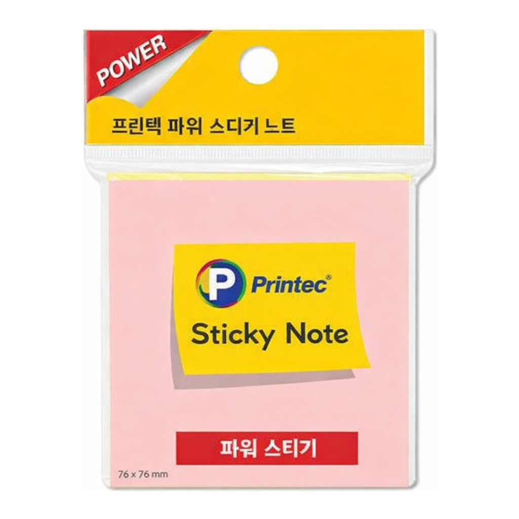 OFFICENEX 프린텍 S7676P 파워 스티키노트 핑크 76x76mm 100매