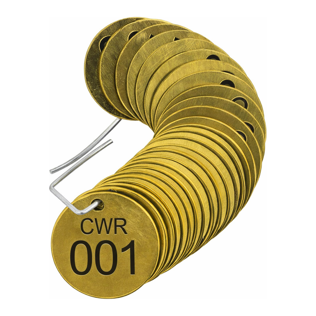 Brady Stamped Brass Valve Tags CWR Cold Water Return