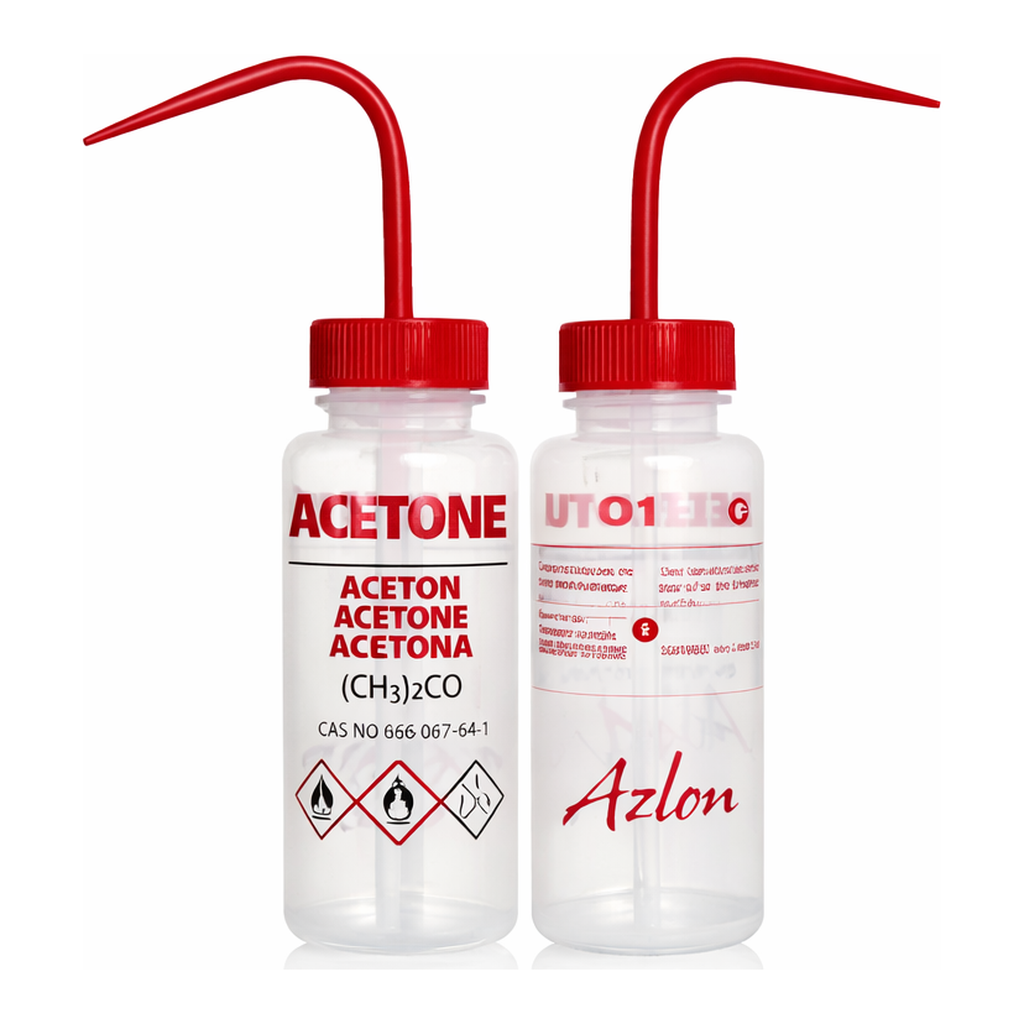 Merck AzlonÂ Multi-Lingual Safety Wash Bottles With Driplok Vapor Venting