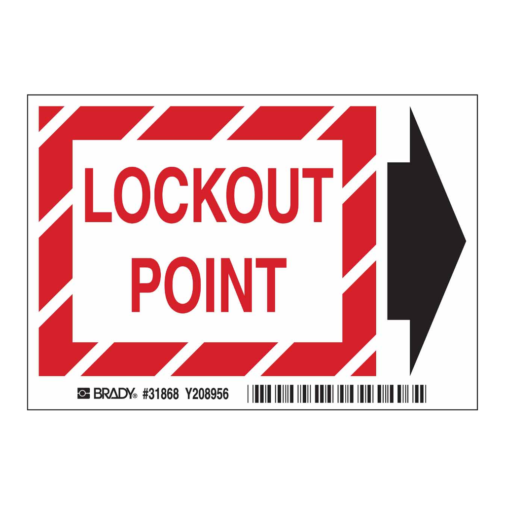 Brady BradyGlo Lockout Point With Arrow Lockout Point Sign