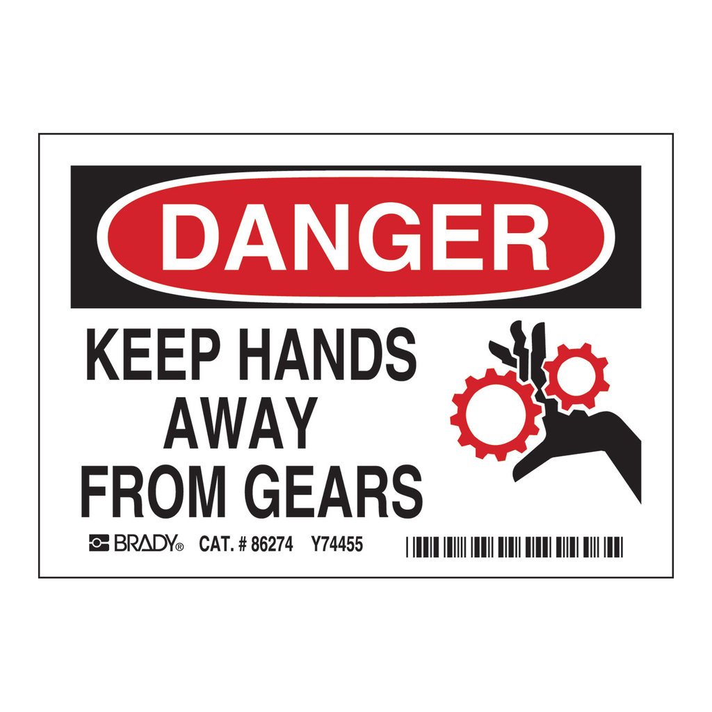 Brady DANGER Keep Hands Away From Gears