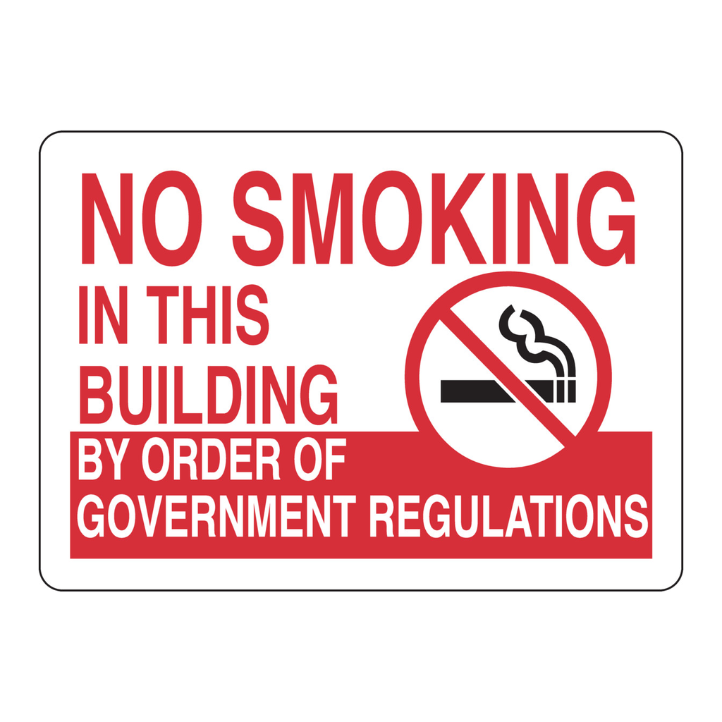 Brady No Smoking In This Building By Order Of Government Regulations Sign