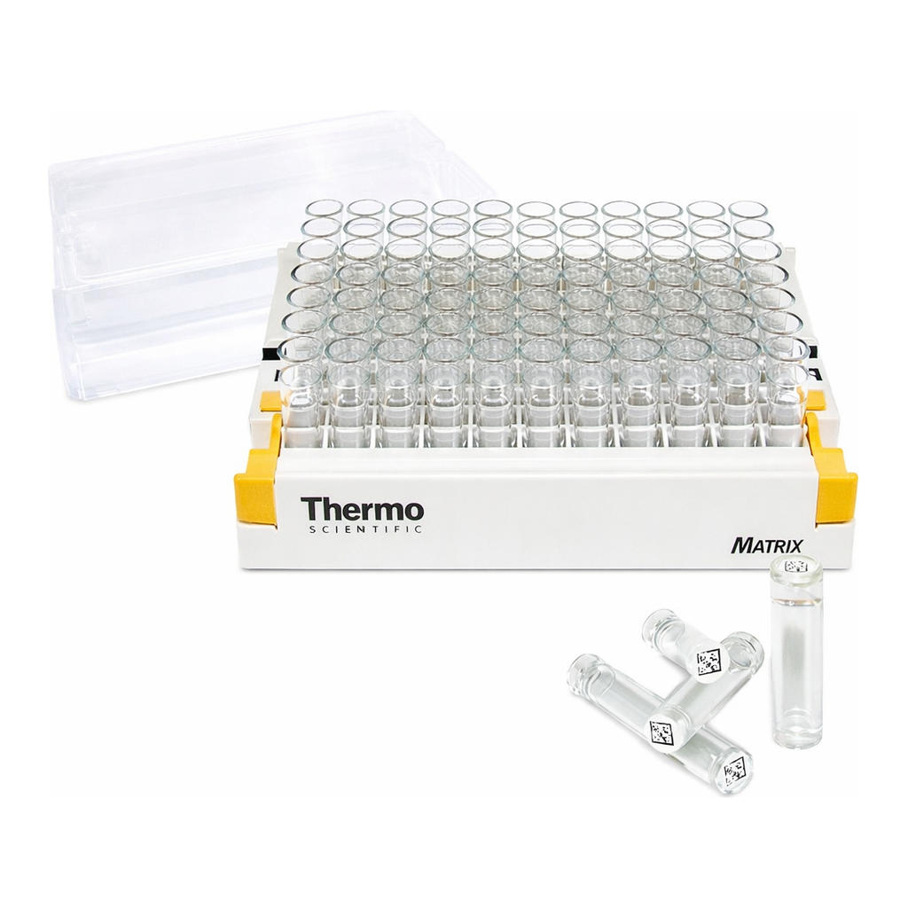 Thermo Fisher Scientific Matrix 2D Barcoded Glass Storage Tubes, Matrix 1.0 mL, 2D barcoded, glass, 5 Latch Racks of 96 tubes/case
