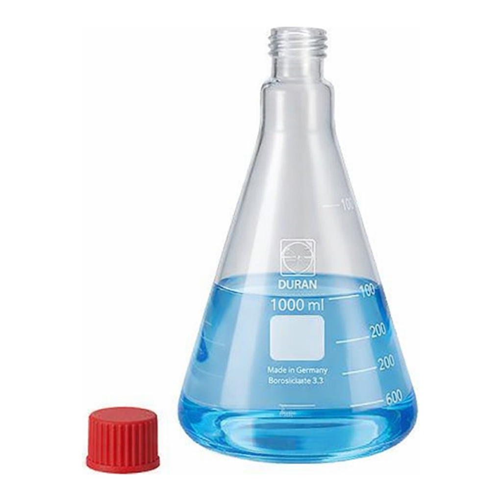 AS ONE Erlenmeyer Flask with DIN Thread (without Screw Cap) DURAN®, 스크루 캡 삼각플라스크