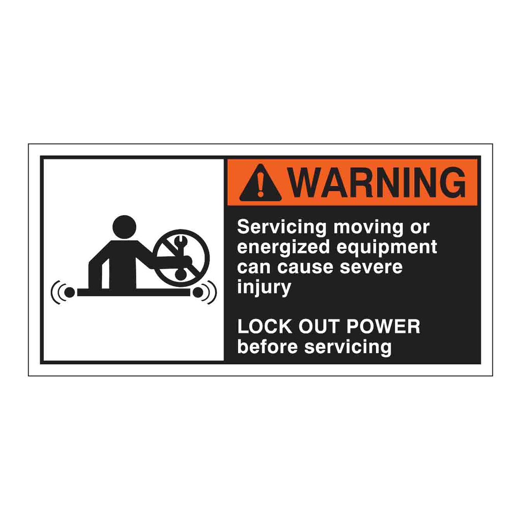 Brady SERVICING MOVING OR ENERGIZED EQUIPMENT CAN CAUSE Labels