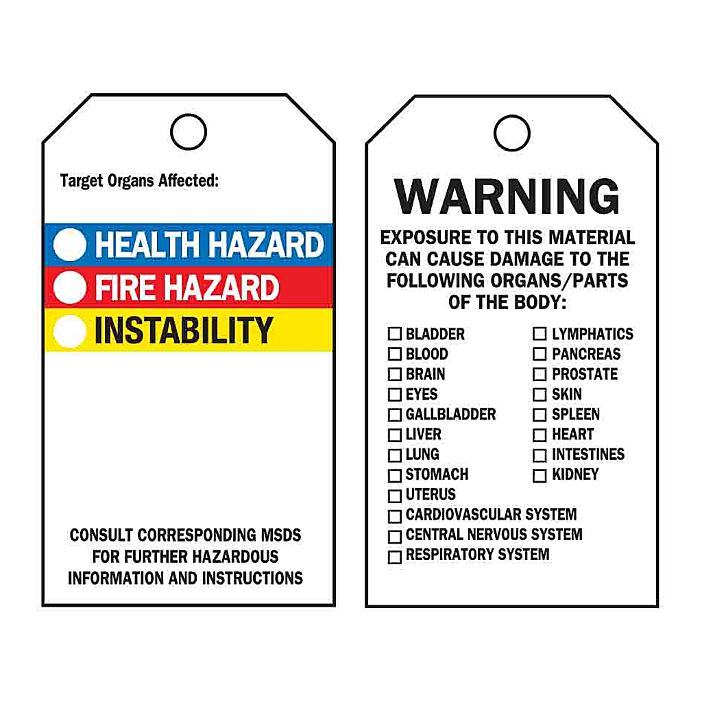 Brady TARGET ORGANS AFFECTED Tag