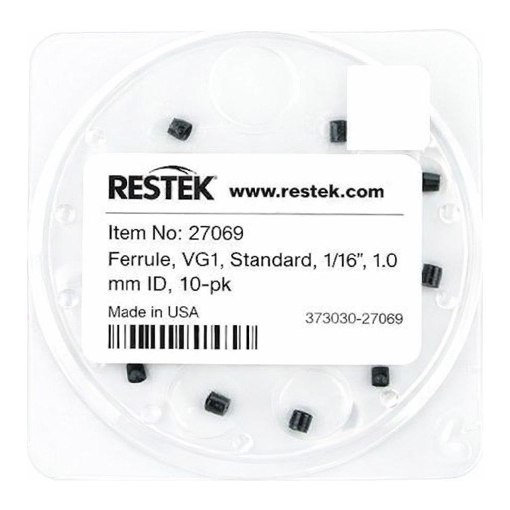 Restek Ferrule,Vespel/Graphite, VG1, 85% Vespel/15% Graphite Standard, 1/16in, 1.0mm ID, 10-pk.