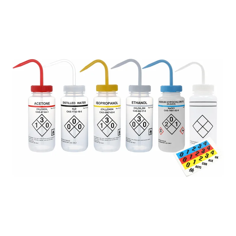 Heathrow Scientific Wash Bottles Color Coded