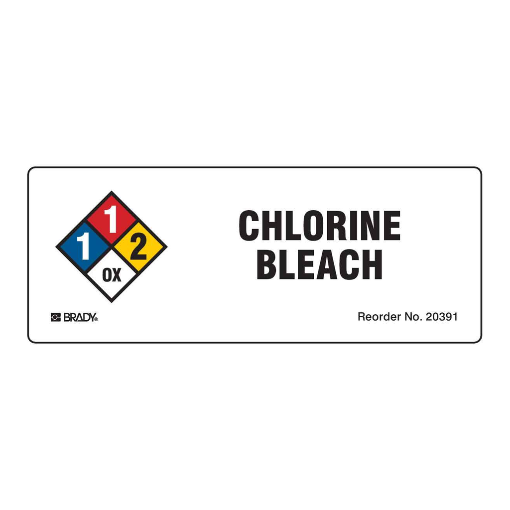 Brady Chlorine Bleach NFPA Labels