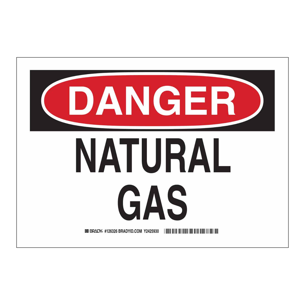 Brady DANGER Natural Gas Sign
