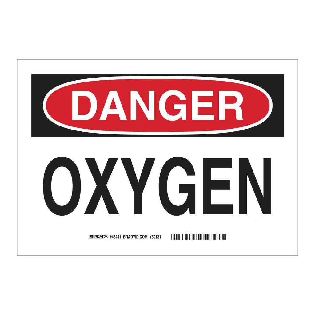 Brady DANGER Oxygen Sign