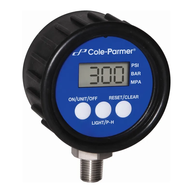 Thermo Fisher Scientific Cole-Parmer 3 in. Diameter Digital Pressure Gauge, NPT(M) 1/4 in. , 0-1000 psi,